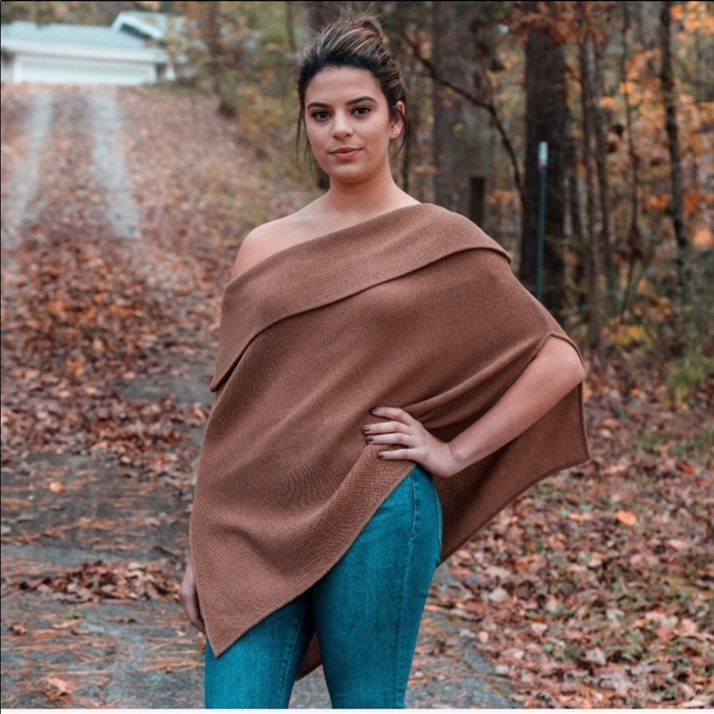 100% Peruvian Alpaca wool tan poncho